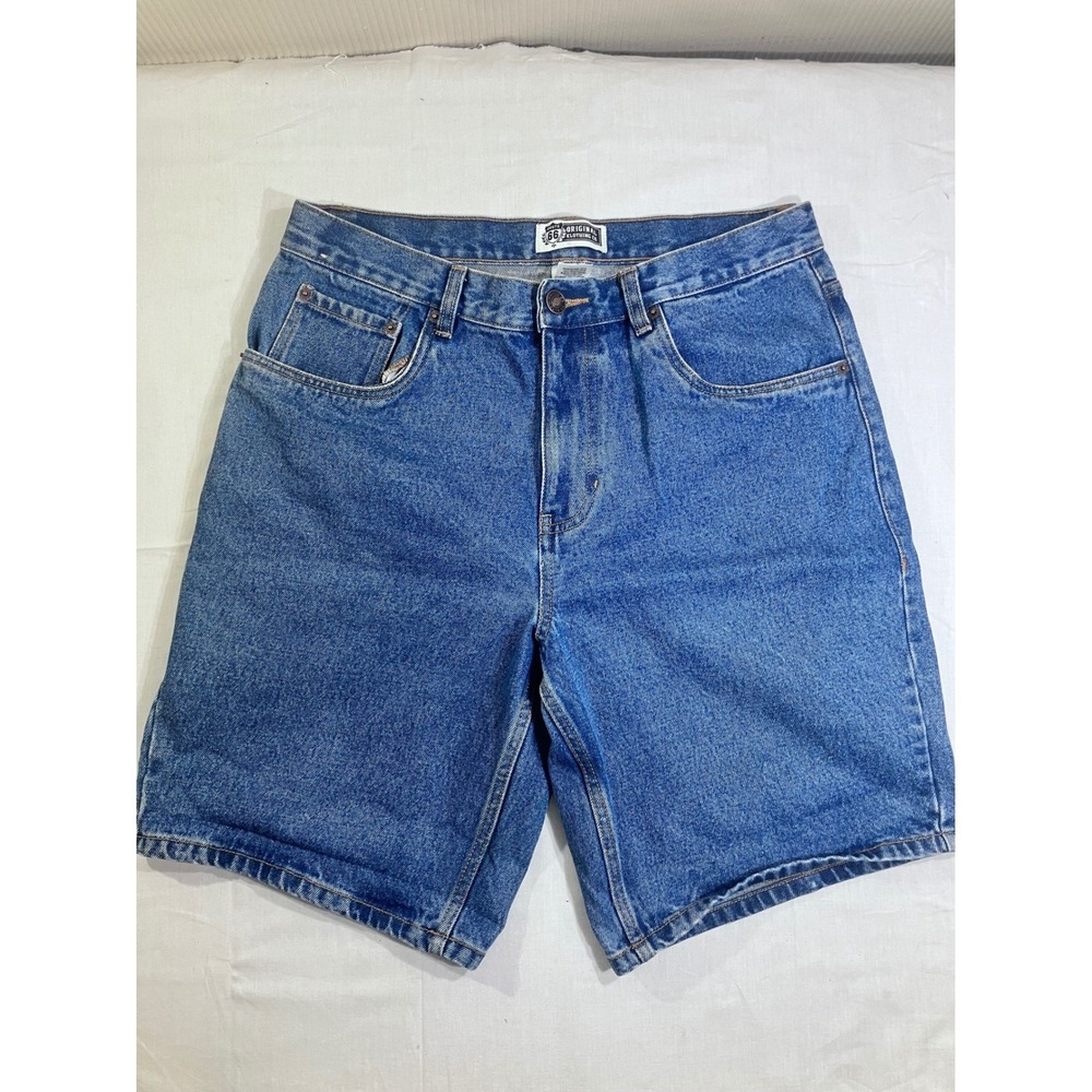 Route 66 Mens Blue Denim Shorts Size 34 Medium Wash 100% Cotton Relaxed Fit 90s